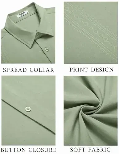 COOFANDY Erkaklar Kuba Guayabera Ko'ylagi Qisqa Qisma Tugmali Ko'ylaklar Kundalik Yozgi Plyaj Ko'ylaklari - 5
