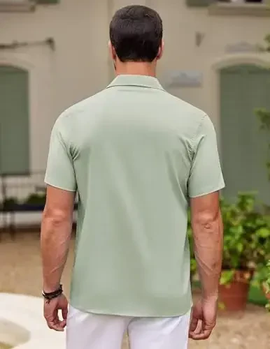 COOFANDY Erkaklar Kuba Guayabera Ko'ylagi Qisqa Qisma Tugmali Ko'ylaklar Kundalik Yozgi Plyaj Ko'ylaklari - 6