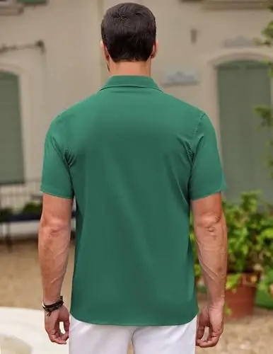 COOFANDY erkaklar Kuba Guayabera ko'ylagi qisqa yengli tugmachali ko'ylaklar kundalik yozgi plyaj ko'ylaklari - 6