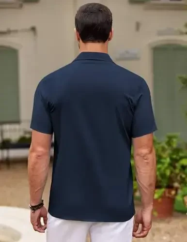 COOFANDY erkaklar Kuba Guayabera ko'ylagi Qisqa yengli tugmali ko'ylaklar Kundalik yozgi plyaj ko'ylaklari - 6