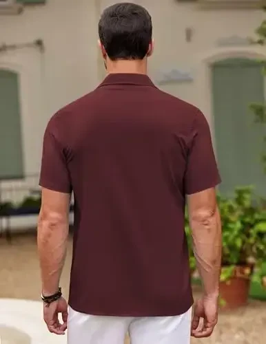 COOFANDY erkaklar Kuba Guayabera ko'ylagi Qisqa yengli tugmali ko'ylaklar Kundalik yozgi plyaj ko'ylaklari - 6