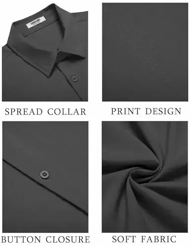 COOFANDY erkaklar kubalik Guayabera ko'ylagi qisqa yengli tugmali ko'ylaklar kundalik yozgi plyaj ko'ylaklari - 5