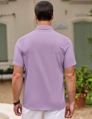 COOFANDY erkaklar Kubalik Guayabera ko'ylagi Qisqa yengli tugmali ko'ylaklar Kundalik yozgi plyaj ko'ylaklari - 6