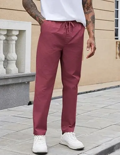 COOFANDY Erkaklar Kundalik Shimlar Elastik Bel Ip Chino Shimlar Paxta Twill Shimlar cho'ntaklar bilan - 4