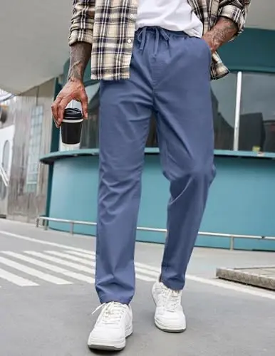COOFANDY Erkaklar kundalik shimlar elastik belbog'li Chino shimlar paxta twill shimlar cho'ntaklar bilan - 3