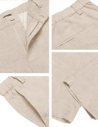 COOFANDY Erkaklar paxta zig'ir shimlar Elastik belbog' Yengil kundalik shimlar Qulay yoga plyaj shimlar cho'ntaklar bilan - 6