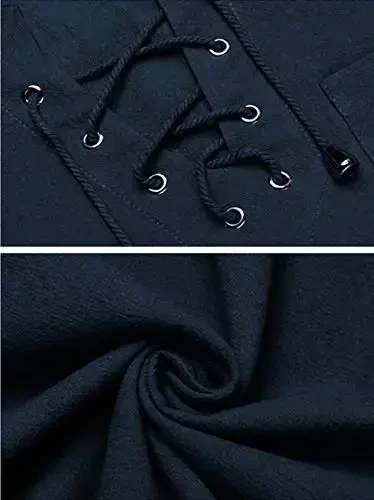 COOFANDY erkaklar paxta zig'ir tank top ko'ylaklari Kundalik yengsiz bog'ichli plyaj hippi toplari Bogemcha Uyg'onish davri qaroqchi tunikasi - 6