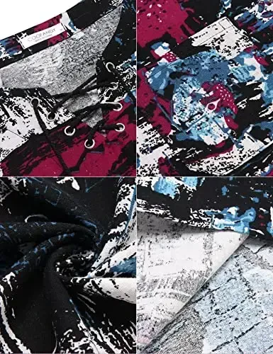 COOFANDY Erkaklar paxta zig'ir tank usti ko'ylaklari Kundalik yengsiz bog'ichli plyaj hippi toplari Bogemcha Uyg'onish davri qaroqchi tunikasi - 5