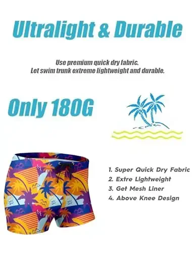 COOFANDY Erkaklar suzish kostyumi Camo Quick Dry Erkaklar suzish shortilari cho'ntaklar bilan - 5