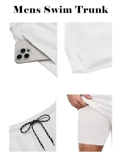 COOFANDY erkaklar suzish magistral kompressor astarli 2si 1da suzish kiyimi tez quriydigan taxta shorti - 4