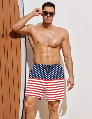 COOFANDY Men Swim Trunk with Compression Liner 2 in 1 Swimwear Bathing Suit Quick Dry Board Short - COOFANDY