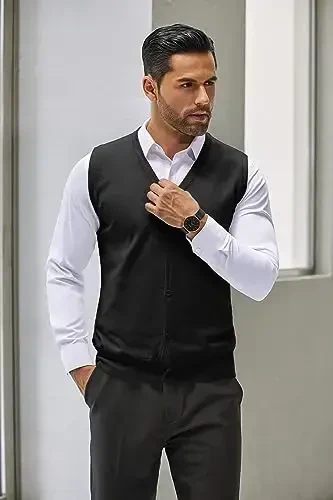 COOFANDY Erkaklar Sviter Jilet V Bo'yin Tasodifiy Yengsiz Trikotaj Tugmali Kardigan Jilet - 2