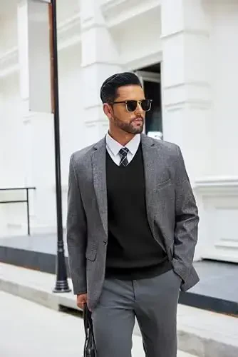COOFANDY Erkaklar Sviter Jilet V Bo'yin Yengsiz Sviter Slim Fit Kundalik Trikotaj Pulover Sviter - 5