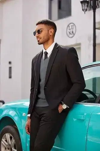 COOFANDY erkaklar uchun kozok jilet V bo'yinli yengsiz kozok Slim Fit Casual Trikotaj kozok - 6