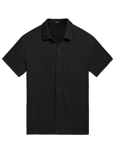 COOFANDY erkaklar uchun kundalik ko'ylaklar qisqa yengli tugmali ko'ylak erkaklar to'y plyaji moda ko'ylagi - 4