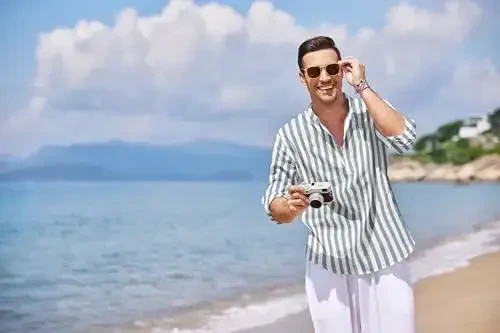 COOFANDY erkaklar uchun paxta zig'ir Henley futbolkasi uzun qisma hippi kundalik plyaj futbolkalari - 3