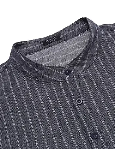 COOFANDY erkaklar uchun paxta zig'ir Henley futbolkasi uzun qisma hippi kundalik plyaj futbolkalari - 6