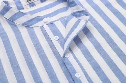 COOFANDY erkaklar uchun paxta zig'ir Henley futbolkasi uzun qisma hippi kundalik plyaj futbolkalari - 6