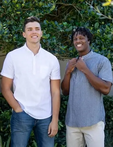 COOFANDY Erkaklar uchun paxta zig'ir Henley ko'ylagi qisqa yengli Hippie kundalik plyaj futbolkalari cho'ntak bilan - 2