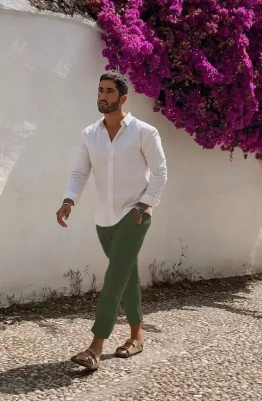 COOFANDY erkaklar uchun paxta zig'ir shimlar Elastik belbog'li yengil kundalik shimlar Qulay yoga plyaj shimlar cho'ntaklar bilan - 5