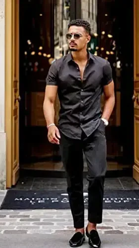 COOFANDY erkaklar uchun paxta zig'ir shimlar Elastik belbog'li yengil kundalik shimlar Qulay yoga plyaj shimlari cho'ntaklar bilan - 3