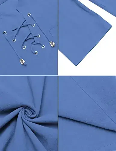 COOFANDY erkaklar uchun paxta zig'ir tank top ko'ylaklari kundalik yengsiz bog'ichli plyaj hippi toplari Bogemcha Uyg'onish davri qaroqchi tunikasi - 6