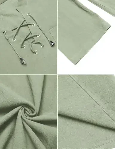 COOFANDY erkaklar uchun paxta zig'ir tank toplari Ko'ylaklar kundalik yengsiz bog'ichli plyaj hippi toplari Bohemiya Uyg'onish davri qaroqchi tunikasi - 6