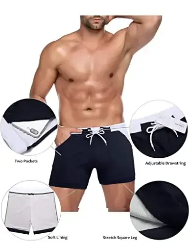 COOFANDY erkaklar uchun suzish kostyumi Camo Quick Dry erkaklar suzish shortiklari cho'ntakli trunklar - 4