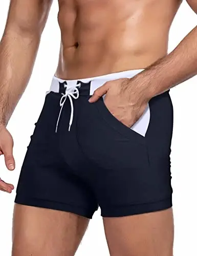 COOFANDY erkaklar uchun suzish kostyumi Camo Quick Dry erkaklar suzish shortiklari cho'ntakli trunklar - 3