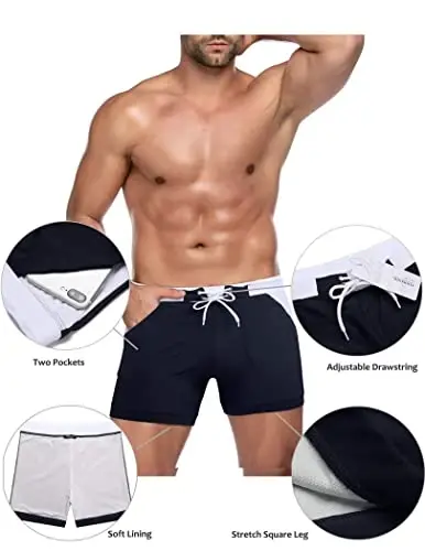 COOFANDY erkaklar uchun suzish kostyumi Camo Quick Dry erkaklar suzish shortiklari cho'ntakli trunklar - 4
