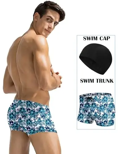 COOFANDY erkaklar uchun suzish kostyumi Camo Quick Dry erkaklar suzish shortilari cho'ntakli trunklar - 3