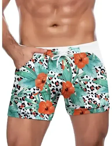 COOFANDY Erkaklar uchun suzish kostyumi Camo Tez quriydigan erkaklar suzish shortilari cho'ntakli trunklar - 2