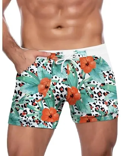 COOFANDY Erkaklar uchun suzish kostyumi Camo Tez quriydigan erkaklar suzish shortilari cho'ntakli trunklar - 2
