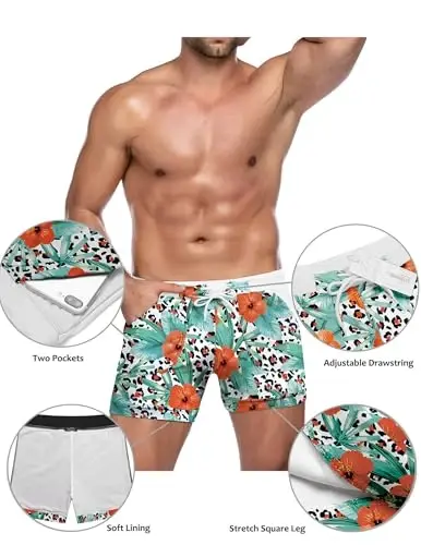 COOFANDY Erkaklar uchun suzish kostyumi Camo Tez quriydigan erkaklar suzish shortilari cho'ntakli trunklar - 3