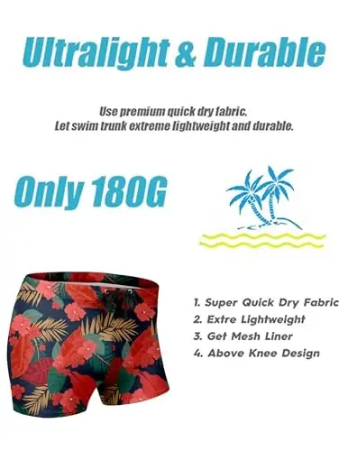 COOFANDY Erkaklar uchun suzish kostyumi Camo tez quriydigan erkaklar suzish shortlari cho'ntaklari bilan - 5