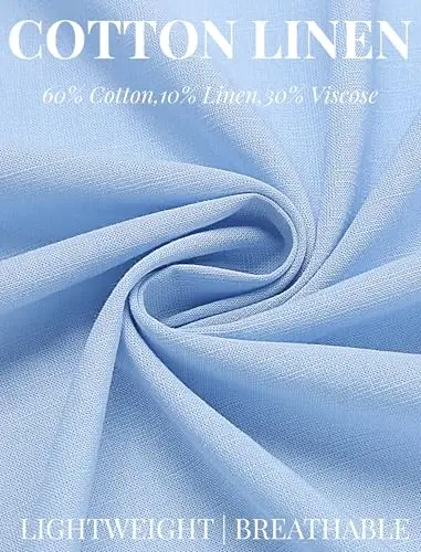 COOFANDY erkaklar uchun uzun yengli paxta zig'ir ko'ylak plyaj tugmachali ko'ylaklar kundalik tugmachali ko'ylak yozgi yoga toplari cho'ntak bilan - 5