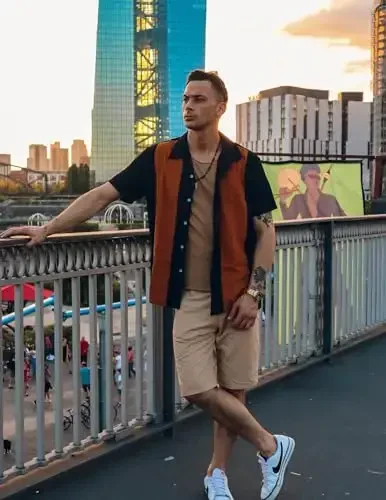 COOFANDY erkaklar Vintage Bouling ko'ylagi qisqa yengli tugmachali yozgi Kuba plyaj ko'ylaklari - 3