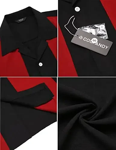 COOFANDY Erkaklar Vintage Bouling Ko'ylagi Qisqa Yengli Tugmali Yozgi Kuba Plaj Ko'ylaklari - 5