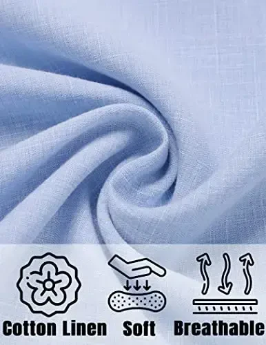 COOFANDY erkaklar zig'ir ko'ylaklari qisqa yengli tasodifiy ko'ylaklar erkaklar uchun tugmali ko'ylak plyaj yozgi to'y ko'ylagi - 5