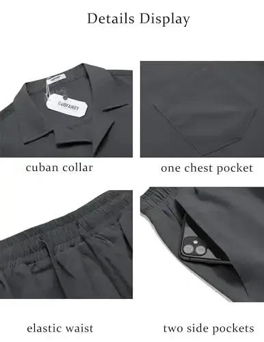 COOFANDY Men's 2 Pieces Casual Beach Outfits Short Sleeve Button Down Shirts Summer Short Set - 5