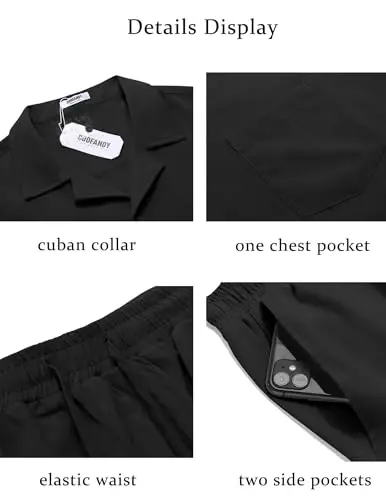 COOFANDY Men's 2 Pieces Casual Beach Outfits Short Sleeve Button Down Shirts Summer Short Set - 5