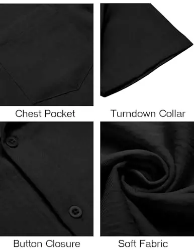 COOFANDY Mens Button Down Short Sleeve Shirt Casual Shirts Summer Beach Textured Shirts with Pocket - 5