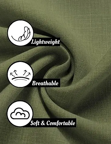 COOFANDY Men's Linen Shirts Short Sleeve Casual Shirts Button Down Shirt for Men Beach Summer Wedding Shirt - 5