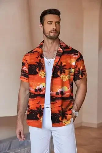 COOFANDY Men's Linen Shirts Short Sleeve Casual Shirts Button Down Shirt for Men Beach Summer Wedding Shirt - COOFANDY (1)