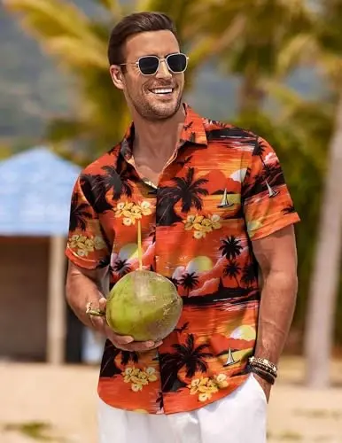 COOFANDY Men's Linen Shirts Short Sleeve Casual Shirts Button Down Shirt for Men Beach Summer Wedding Shirt - 3