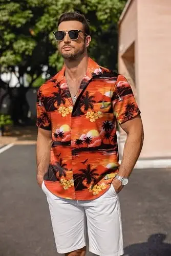 COOFANDY Men's Linen Shirts Short Sleeve Casual Shirts Button Down Shirt for Men Beach Summer Wedding Shirt - 5