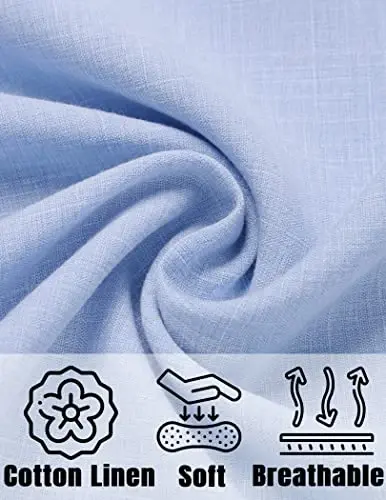 COOFANDY Men's Linen Shirts Short Sleeve Casual Shirts Button Down Shirt for Men Beach Summer Wedding Shirt - 5