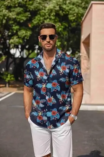 COOFANDY Men's Linen Shirts Short Sleeve Casual Shirts Button Down Shirt for Men Beach Summer Wedding Shirt - 5