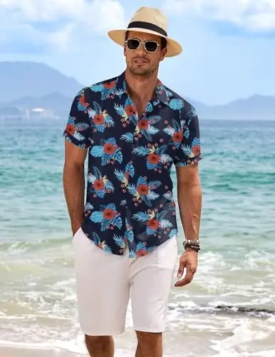 COOFANDY Men's Linen Shirts Short Sleeve Casual Shirts Button Down Shirt for Men Beach Summer Wedding Shirt - 3