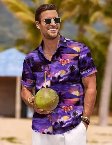 COOFANDY Men's Linen Shirts Short Sleeve Casual Shirts Button Down Shirt for Men Beach Summer Wedding Shirt - 2